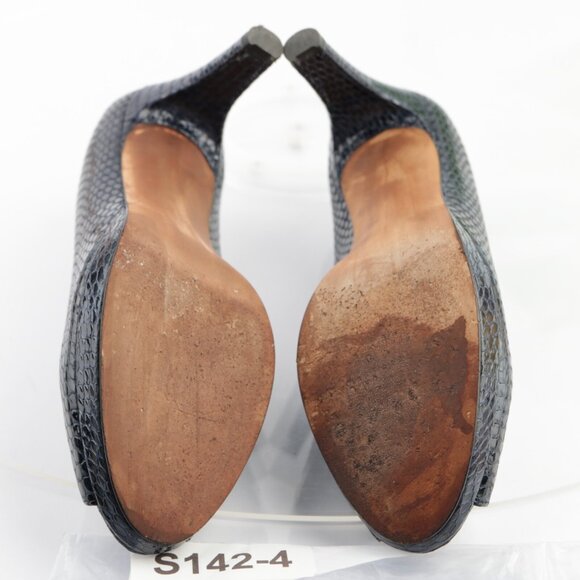 Stuart Weitzman Womens Logo Plainfield Pumps Size 8 Blue Python Heel Dress Shoes - Picture 8 of 12